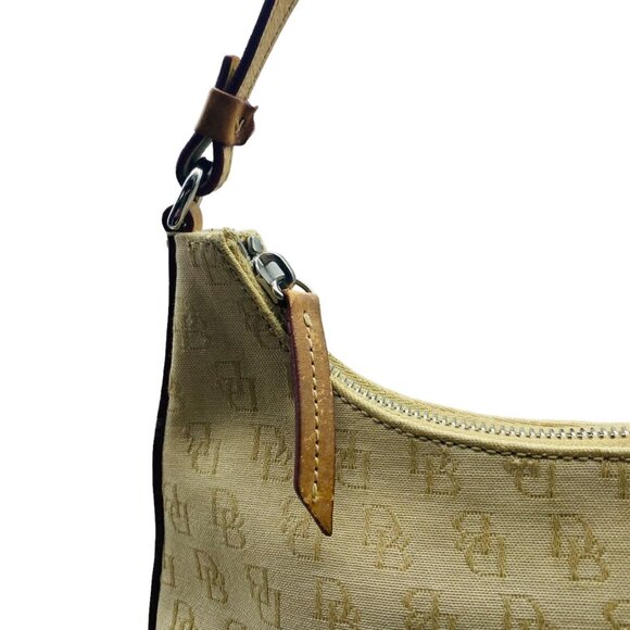 Vintage Dooney & Bourke Tan Leather Trim Canvas Signature Shoulder Bag Purse main image 5